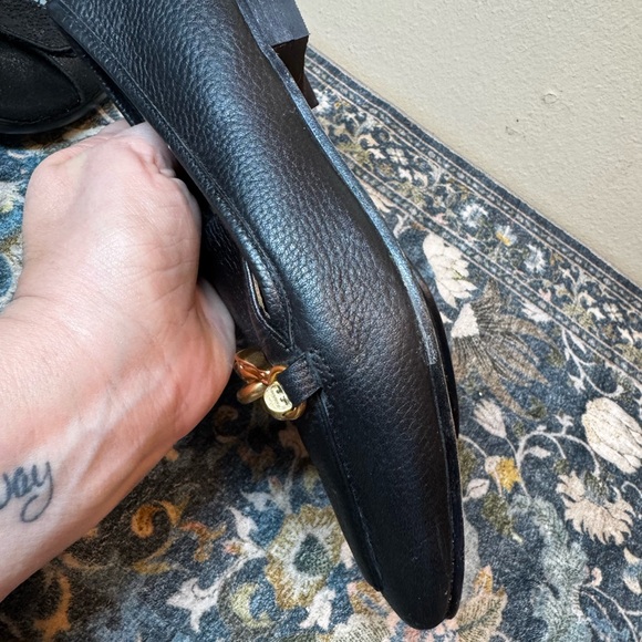 Tory Burch Black Loafers with Gold Chain Detail - Picture 7 of 10